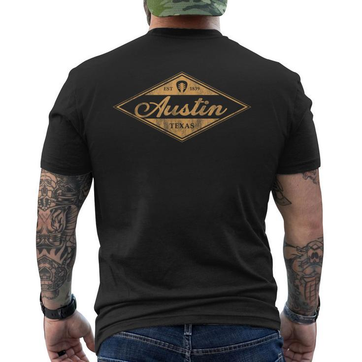 Retro Austin Texas Vintage Guitar Graphic Music Souvenir Men's T-shirt Back Print