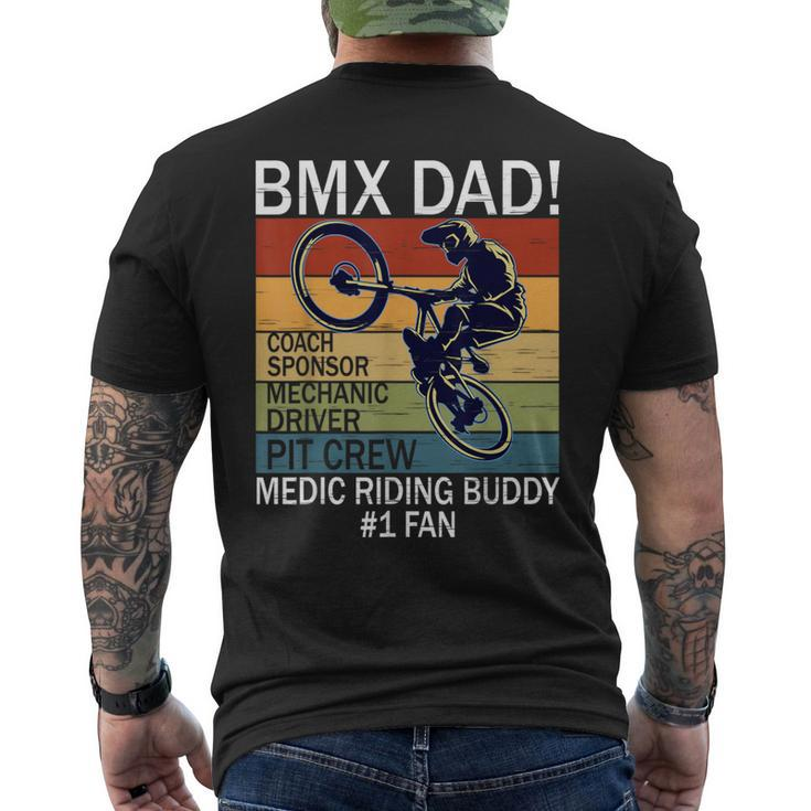 Retro Bmx Dad Coach Riding Buddy Number One Fan Father's Day Men's T-shirt Back Print