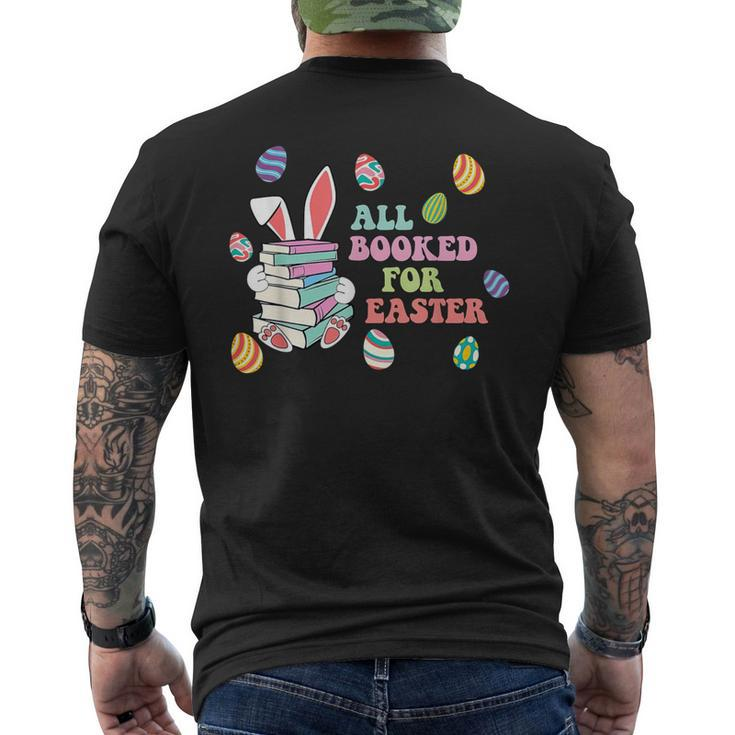 Retro All Booked For Easter Bunny Bookish Bookworm Teacher Men's T-shirt Back Print