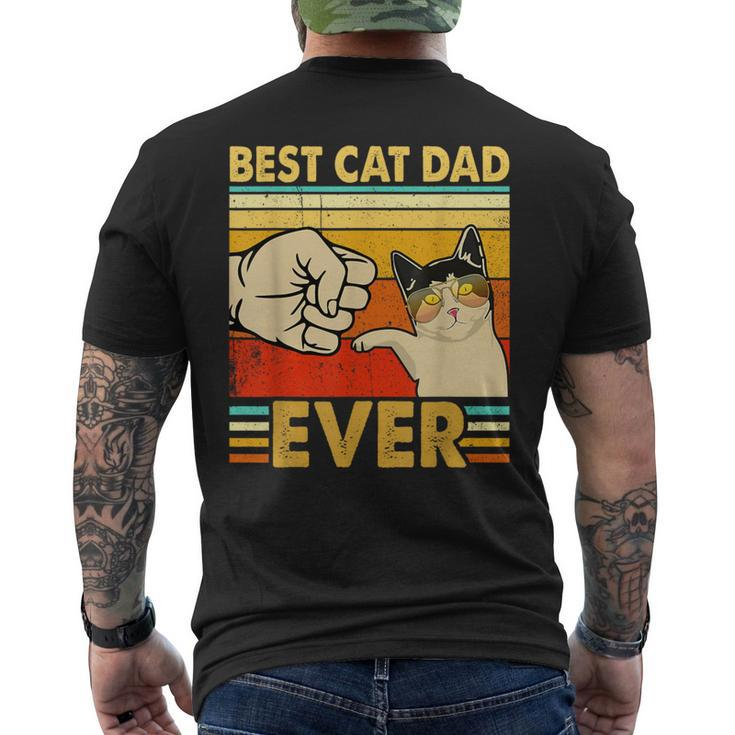 Retro Cat Daddy Kitten Lover Best Cat Dad Ever Father's Day Men's T-shirt Back Print