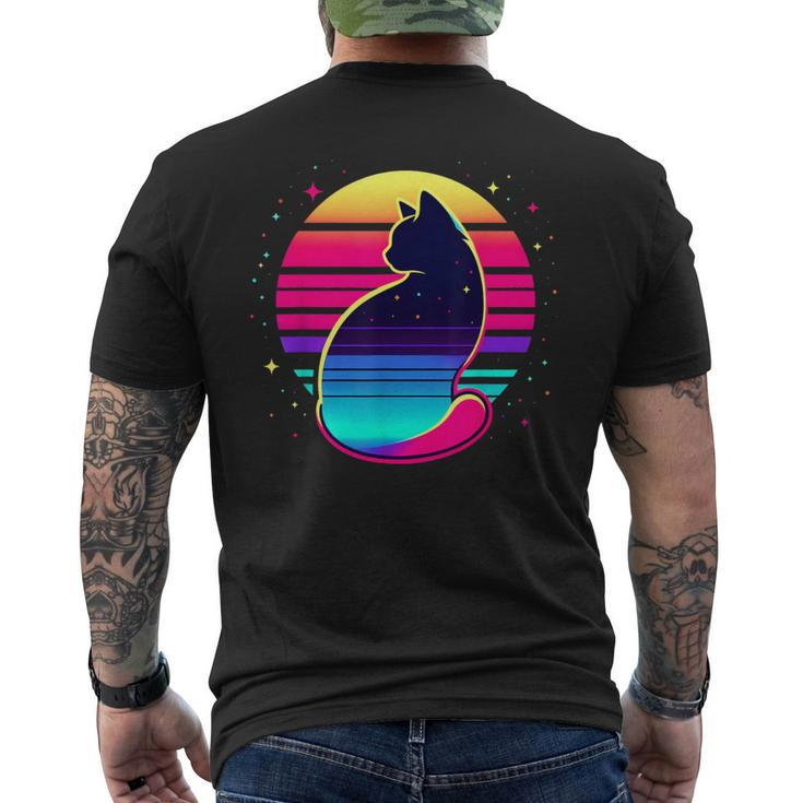 Retro Cat Eclipse Vintage Style Men's T-shirt Back Print