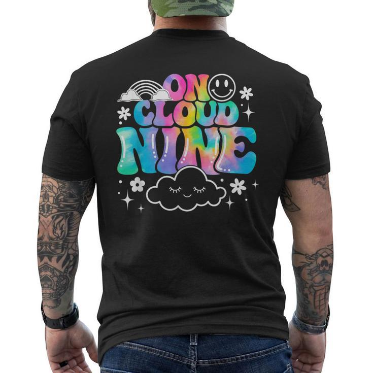 Retro On Cloud Nine Tie Dye Happy 9Th Birthday 9 Years Old Men's T-shirt Back Print