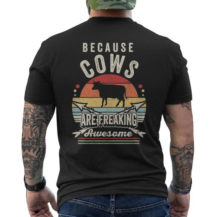 Retro Because Cows Are Freaking Awesome Cow Men's T-shirt Back Print
