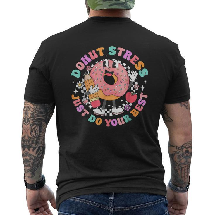 Retro Donut Stress Just Do Your Best Staar Testing Men's T-shirt Back Print