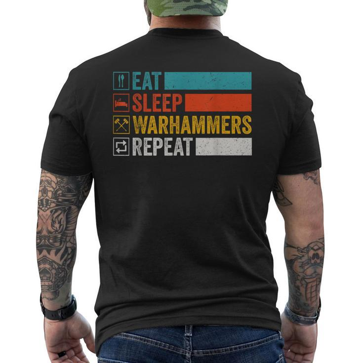 Retro Eat Sleep Warhammers Repeat Gamer Video Gaming Men's T-shirt Back Print