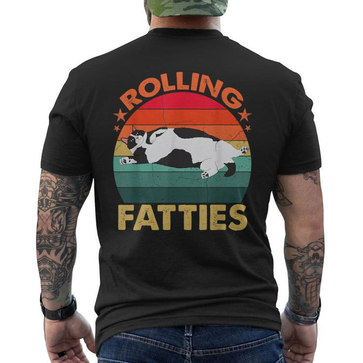 Retro Fat Kitten Cat Rolling Fatties Men's T-shirt Back Print