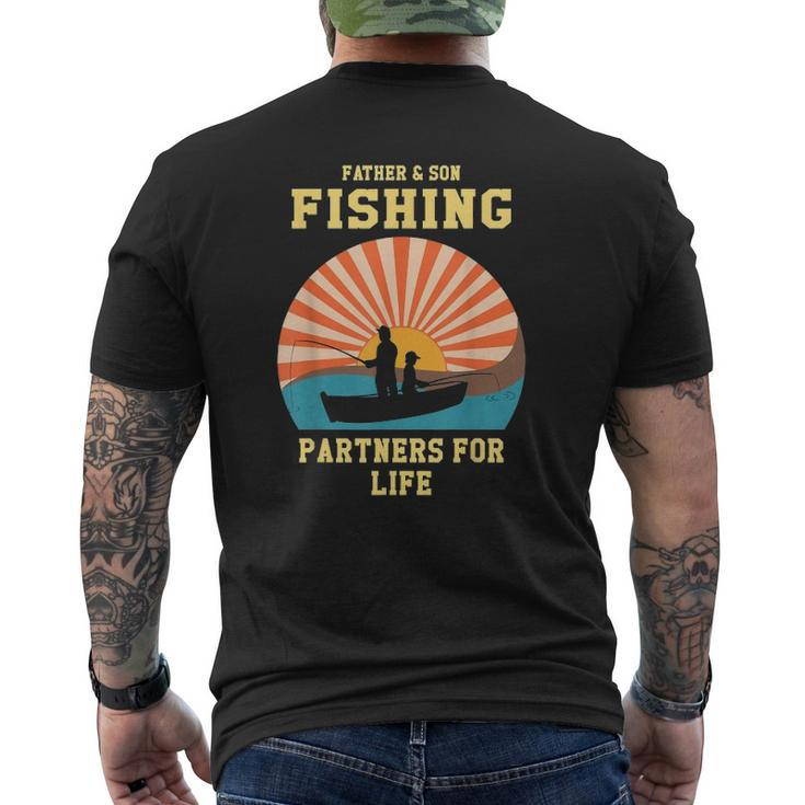 Retro Father Son Fishing Partners For Life Matching Mens Back Print T-shirt
