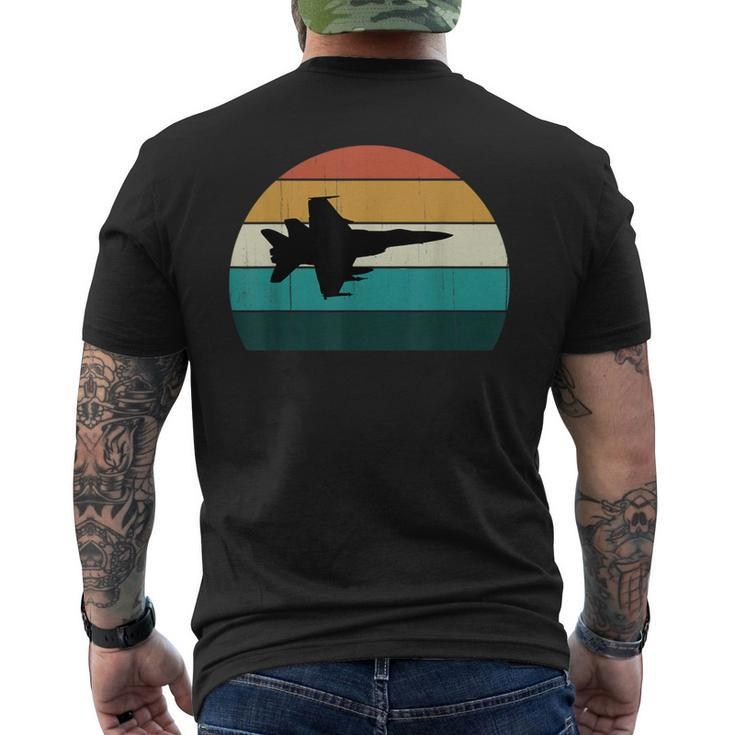 Retro Fighter Aircraft Flying Vintage Sunset Military Jet Men's T-shirt Back Print