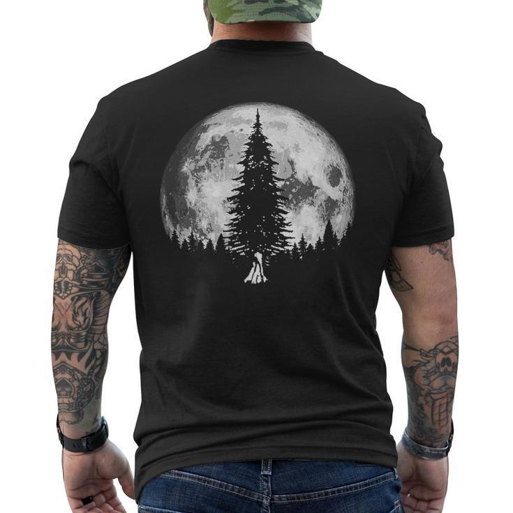 Retro Full Moon & Minimalist Pine Tree Vintage Graphic Men's T-shirt Back Print