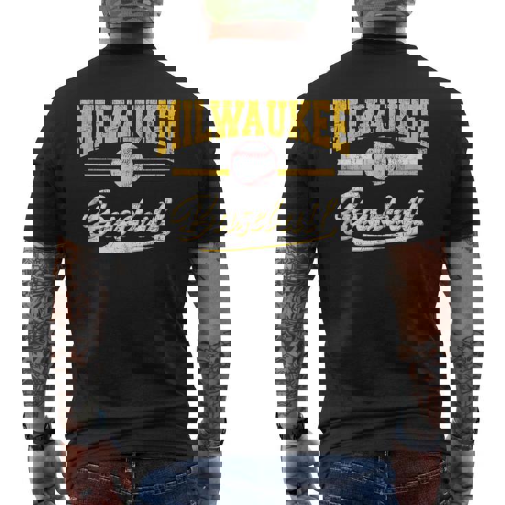 Retro Game Day Vintage Milwaukee Baseball Men's T-shirt Back Print
