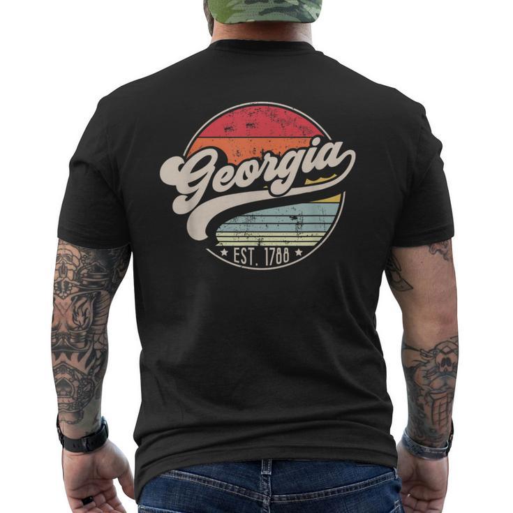 Retro Georgia Home State Ga Cool 70S Style Sunset Men's T-shirt Back Print