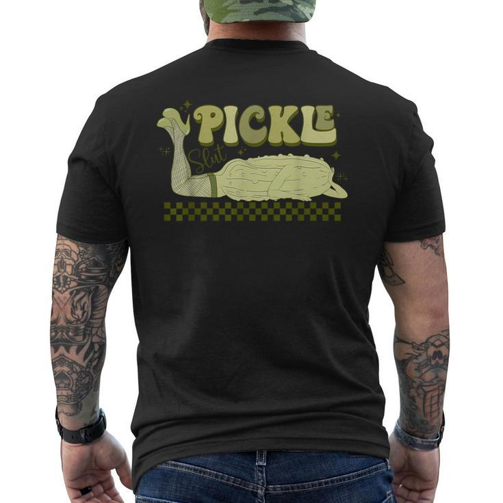 Retro Grovy Pickle Slut Food Apparel Pickle Lover Men's T-shirt Back Print