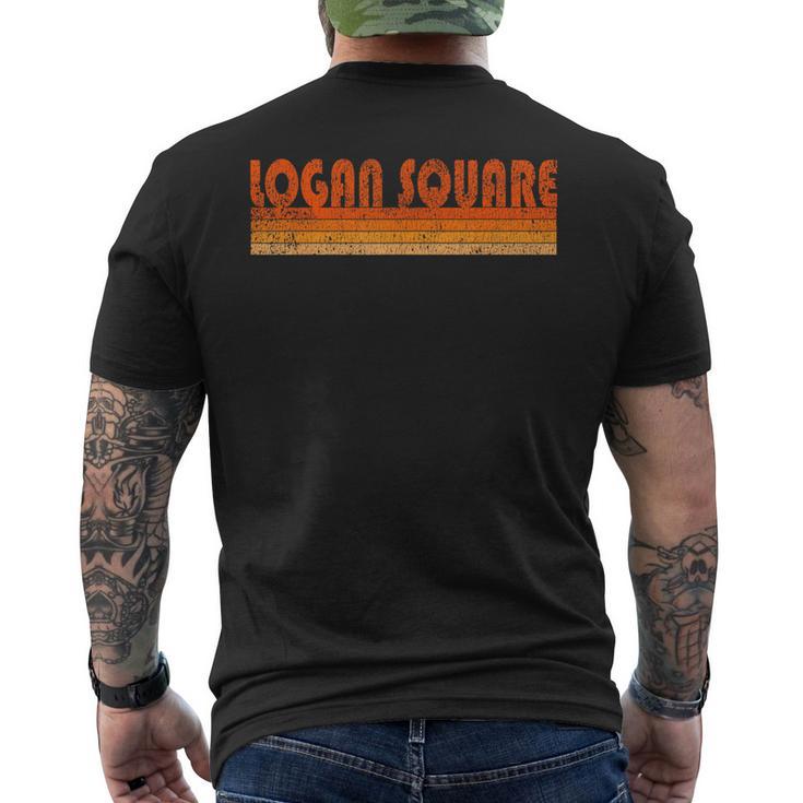 Retro Grunge Logan Square Chicago Men's T-shirt Back Print