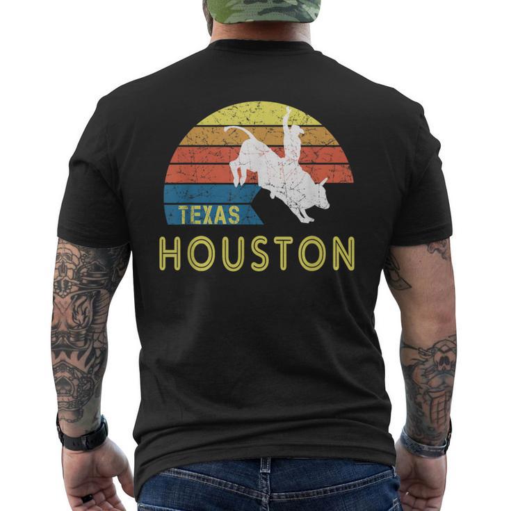 Retro Houston Texas Souvenir With A Vintage Rodeo Rider Men's T-shirt Back Print