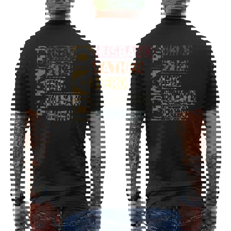 Retro Husband Father Hero Protector Legend Father Day Dad Men's T-shirt Back Print