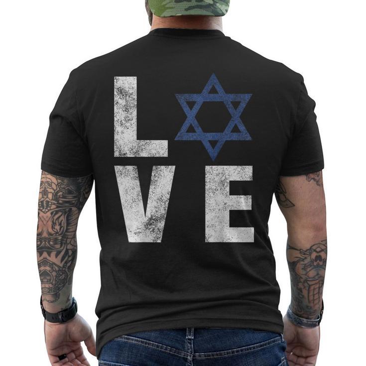 Retro I Love Israel Jewish Star Of David Israeli Men's T-shirt Back Print