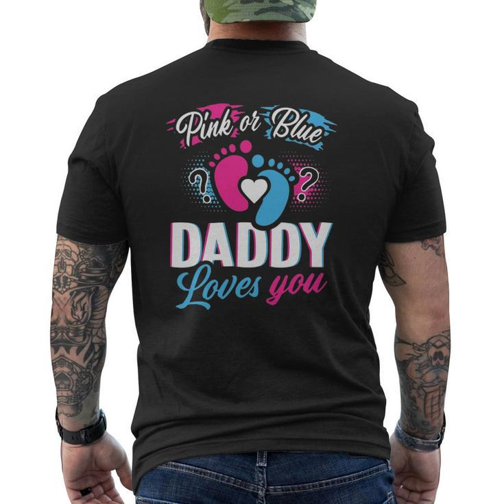 Retro Pink Or Blue Daddy Loves You Gender Reveal Mens Back Print T-shirt