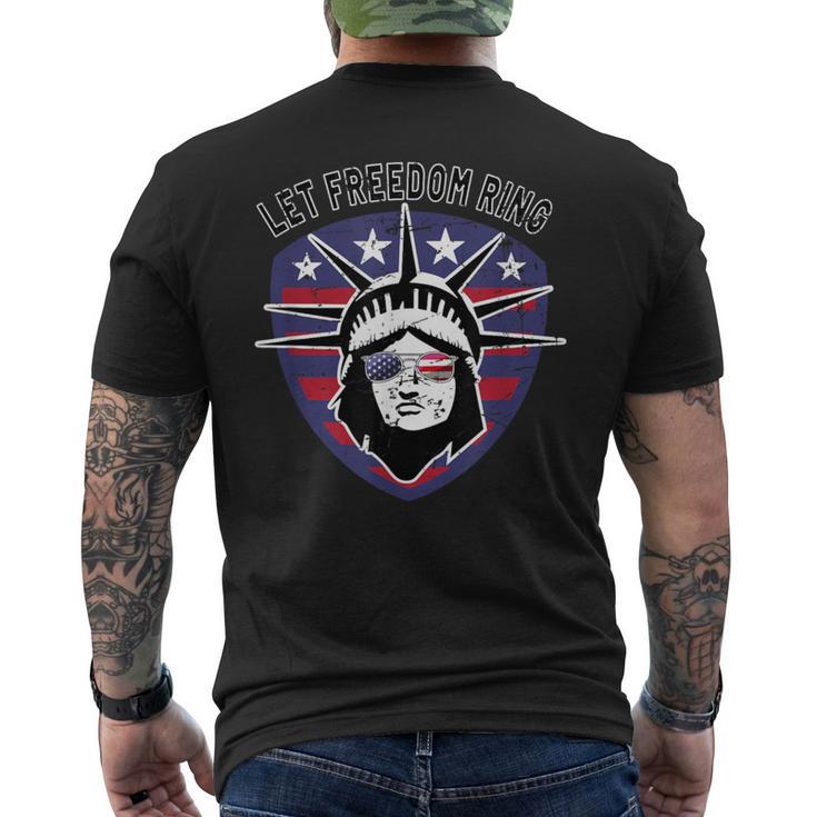 Retro Statue Of Liberty Usa Sunglasses Let Freedom Ring Men's T-shirt Back Print