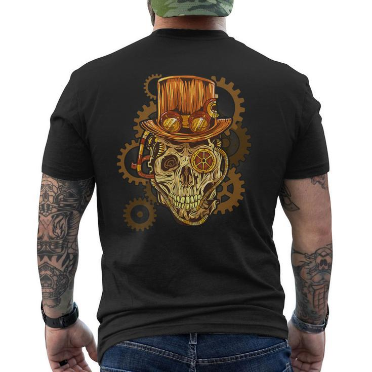 Retro Steampunk Skull Vintage Gears Goth Men's T-shirt Back Print
