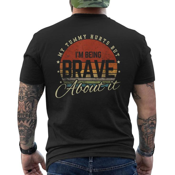 Retro Sunset My Tummy Hurts But I'm Being Brave About It Men's T-shirt Back Print