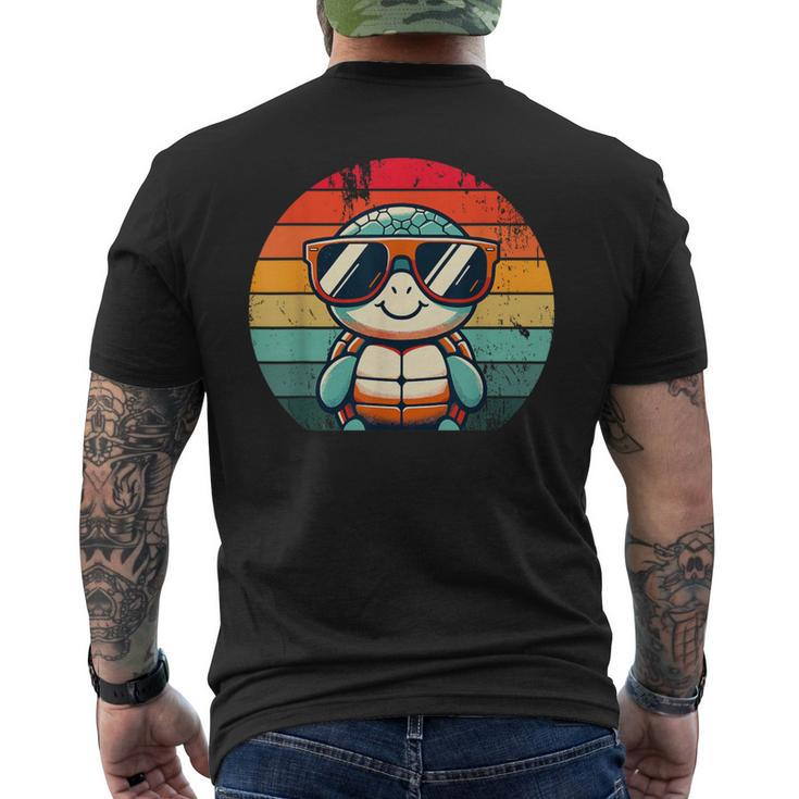 Retro Turtle In Sunglasses Bbq Pool Party Turtle Men's T-shirt Back Print
