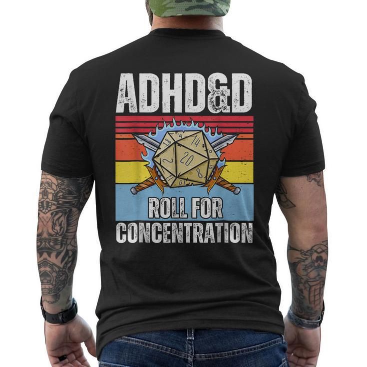 Retro Vintage Adhd&D Roll For Concentration Gamer Men's T-shirt Back Print