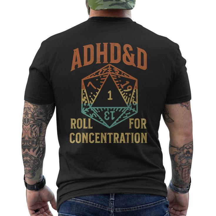Retro Vintage Adhd&D Roll For Concentration For Gamer Men's T-shirt Back Print