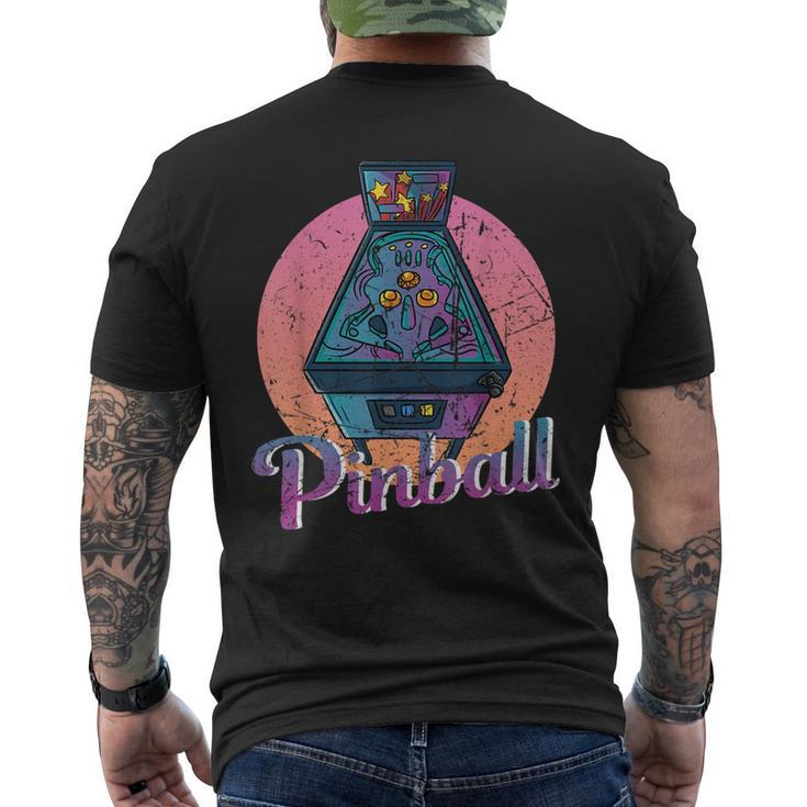 Retro Vintage Arcade Distressed Look Pinball Men's T-shirt Back Print