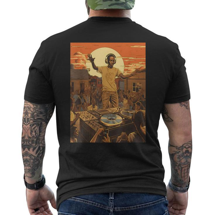Retro Vintage Dj Hiphop Music Block Bronx Party Vinyl Chil Men's T-shirt Back Print