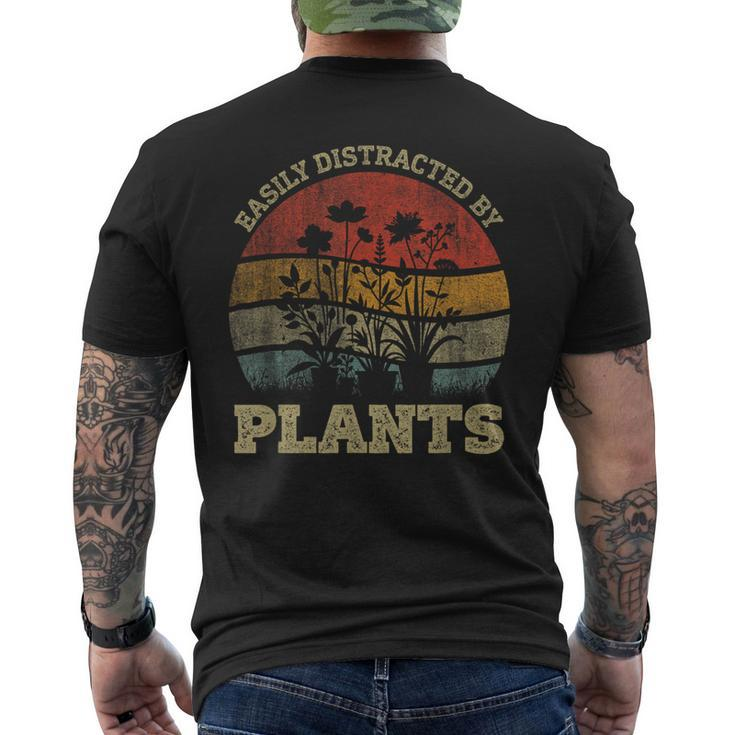Retro Vintage Easily Distracted By Plants For Plants Lover Men's T-shirt Back Print