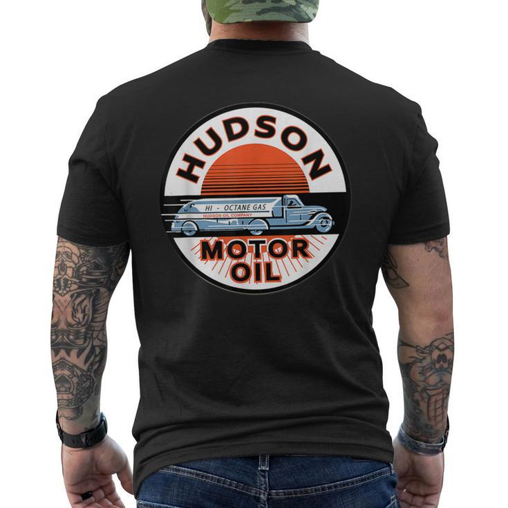Retro Vintage Gas Station Hudson Motor Oil Car Bikes Garage Men's T-shirt Back Print
