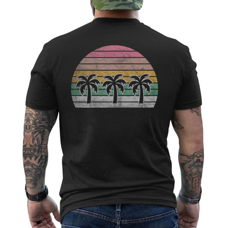 Retro Vintage Palm Trees Beach Summer Vacation Beach Men's T-shirt Back Print
