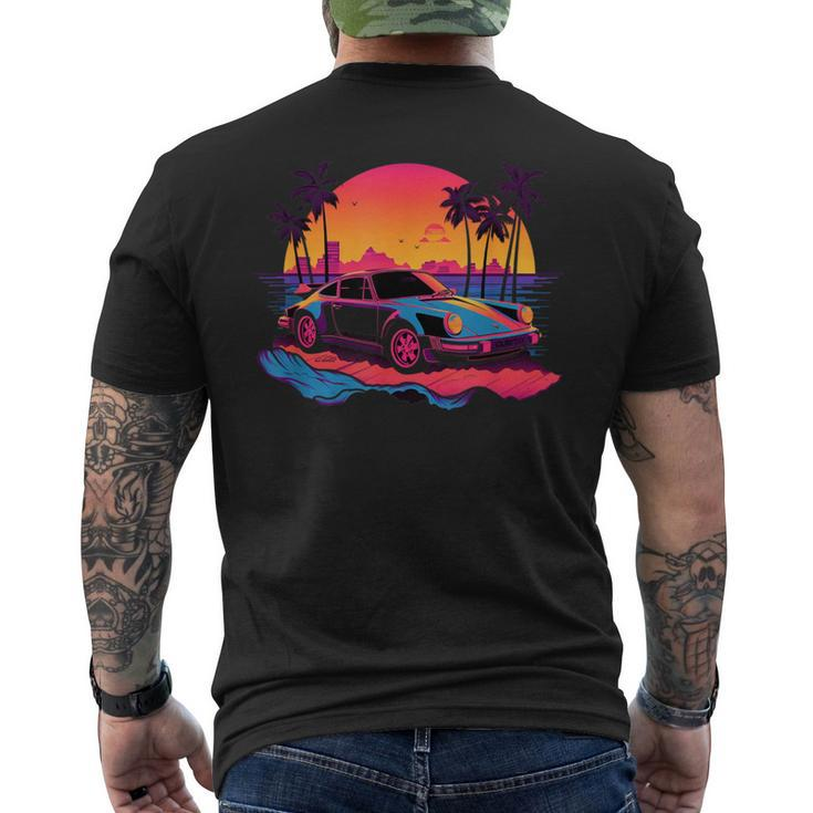 Retro Vintage Vaporwave Synthwave Sunset 80'S Car Men's T-shirt Back Print