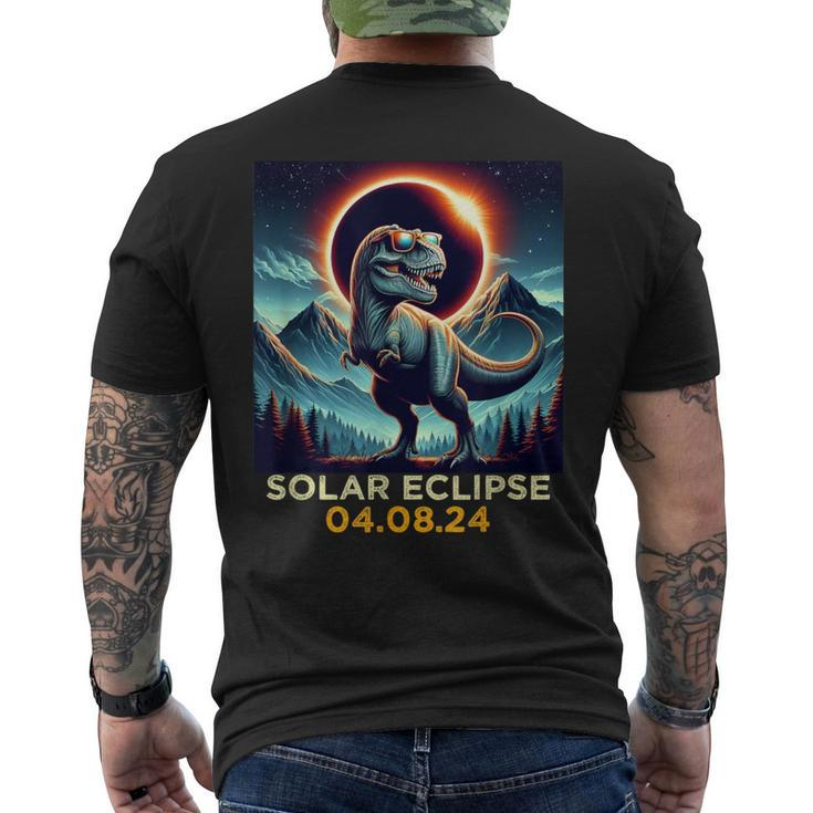 Retrot Rex Dinosaur Eclipse Solar April 8Th 2024 Astronomy Men's T-shirt Back Print