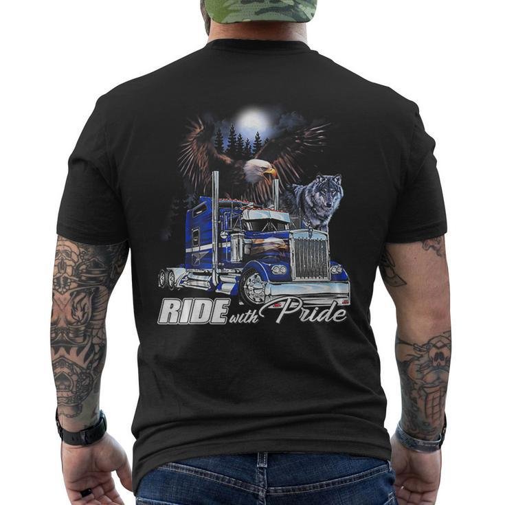 Ride With Pride Trucker Eagle Wolf Men's T-shirt Back Print