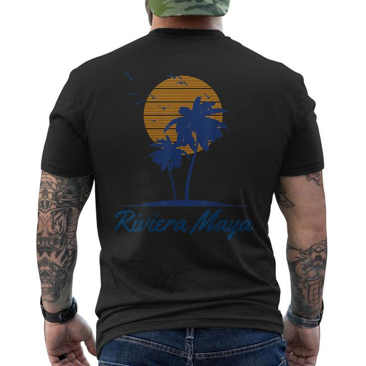 Riviera Maya Mexico Vacation Beach Palm Trees Souvenir Men's T-shirt Back Print