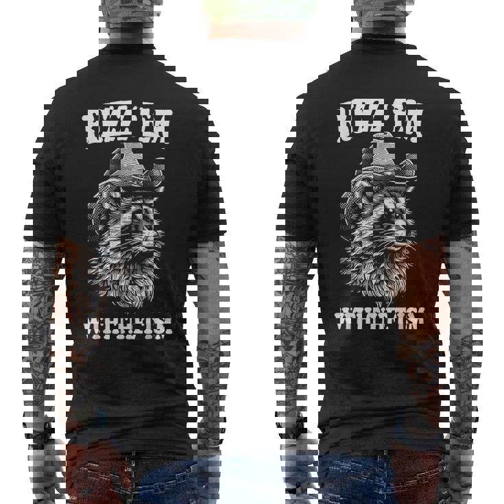 Rizz Em With The Tism Raccoon Meme Men's T-shirt Back Print
