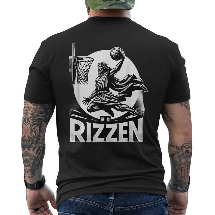 He Is Rizzin Jesus Basketball Men's T-shirt Back Print