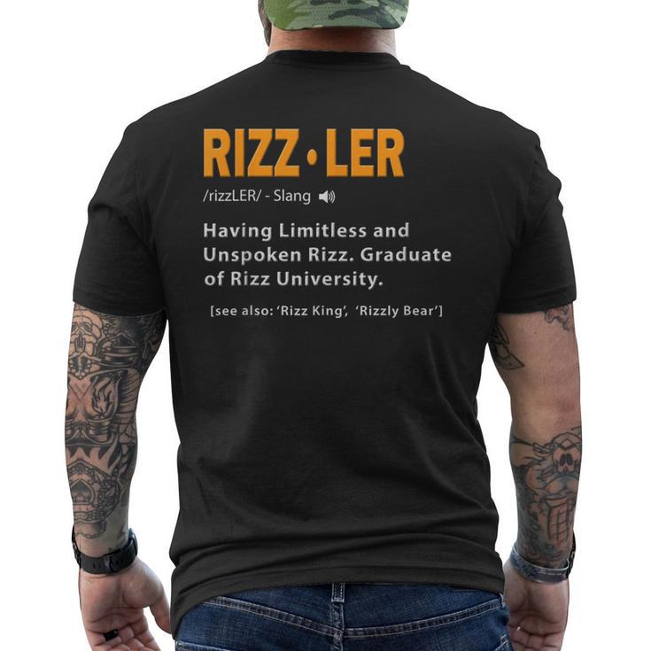 Rizzler Definition Meme Quote Gen Z Rizz Up Men's T-shirt Back Print