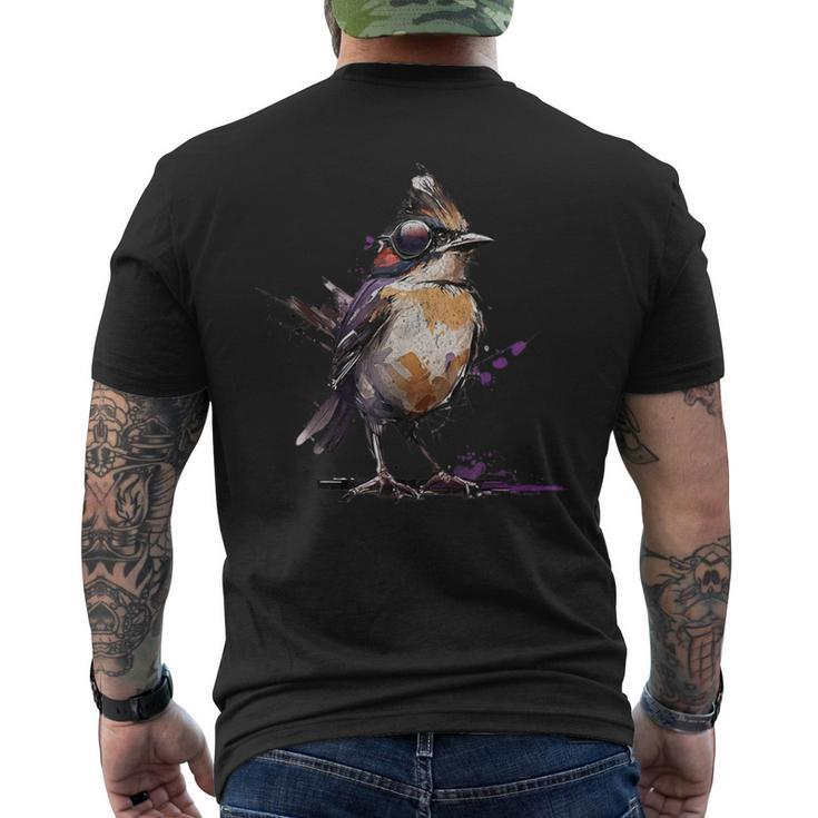 Robin Bird Birder Cool Retro Cyberpunk Spring Bird Vintage Men's T-shirt Back Print