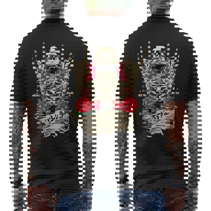 Lets Rock & Roll Esqueleto Manointage Retro Rock Concierto Camiseta Hombre Estampado Espalda
