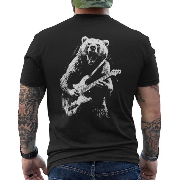 Rock Bear Playing Guitar Guitar Bear Music Men's T-shirt Back Print