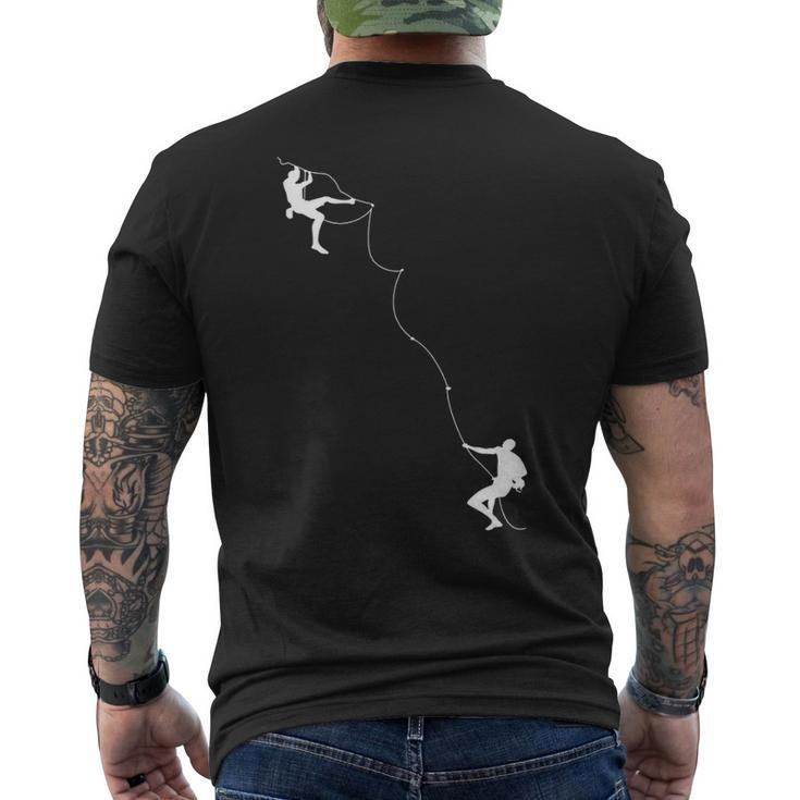 Rock Climber And Belayer Mountain Rock Climbing Men's T-shirt Back Print