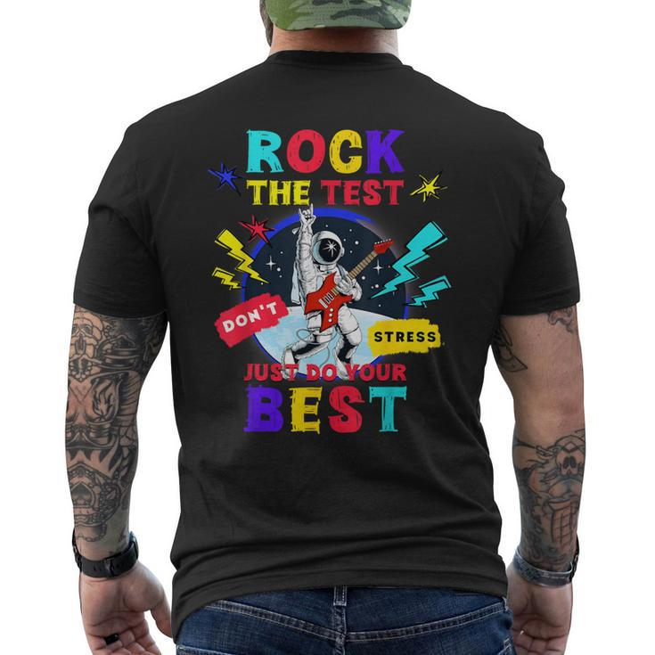 Rock The Test Dont Stress Testing Day 2024 Teachers Students Men's T-shirt Back Print