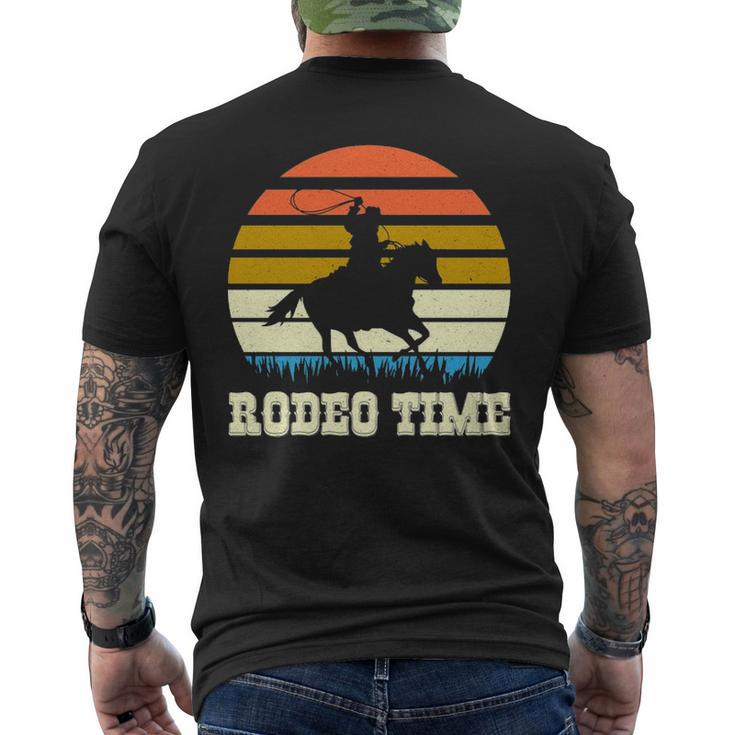 Rodeo Time Vintage Rodeo Time Cowboy Horse Retro Sunset Men's T-shirt Back Print