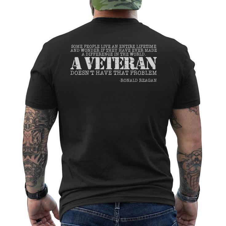 Ronald Reagan Veteran Quote I Am A Veteran Men's T-shirt Back Print