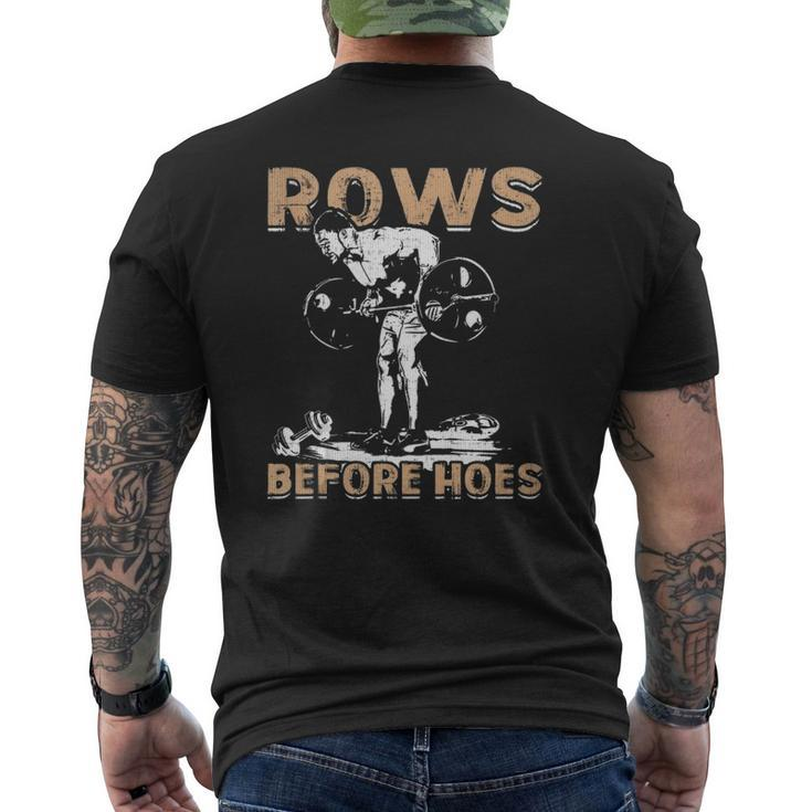 Rows Before Hoes Bodybuilding Mens Back Print T-shirt
