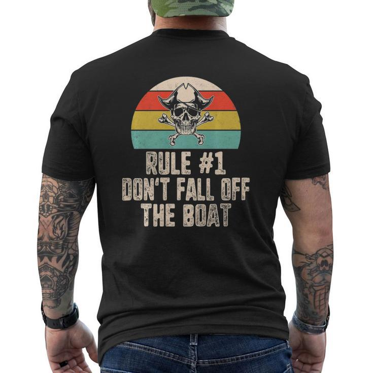 Rule 1 Don't Fall Off Boat Pirate Skull Tampa Gasparilla Mens Back Print T-shirt