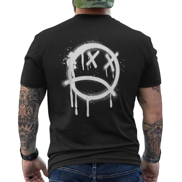 Sad Face Black Graffiti Spray Pattern Men's T-shirt Back Print
