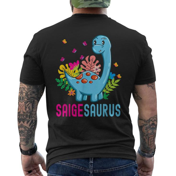 Saigesaurus Personalisierter Name Saige Dino Dinosaurier Geburtstag T-Shirt mit Rückendruck